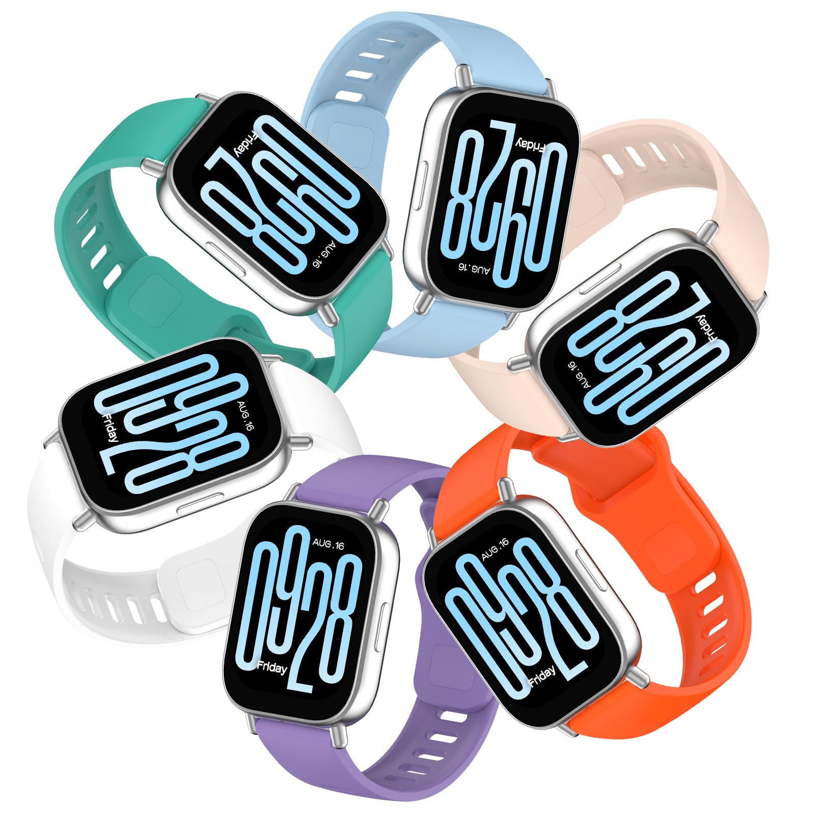 BDIG Correa Compatible con Xiaomi Watch Pulsera Xiaomi Redmi Watch 5 Active/5 Lite, 6 Piezas Pulseras de Repuesto Deportivas de Silicona Suave Compatible con Redmi Watch 5 Active Hombres Mujeres