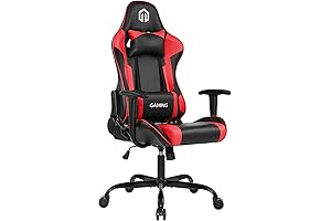 GOTMINSI Ergonomic Gaming Chair with Headrest and Lumbar Cushion, Black and Red