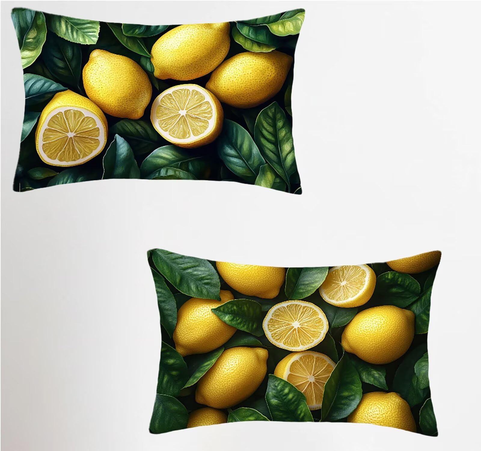 Federe Cuscino 60x80 Set di 2, Giallo Federe Cuscini Divano Velluto Morbido, Rettangolari Copricuscini 60x80cm Con Cerniera Invisibile, Copricuscino per Camera Casa Decorazioni, Frutta 4-4280
