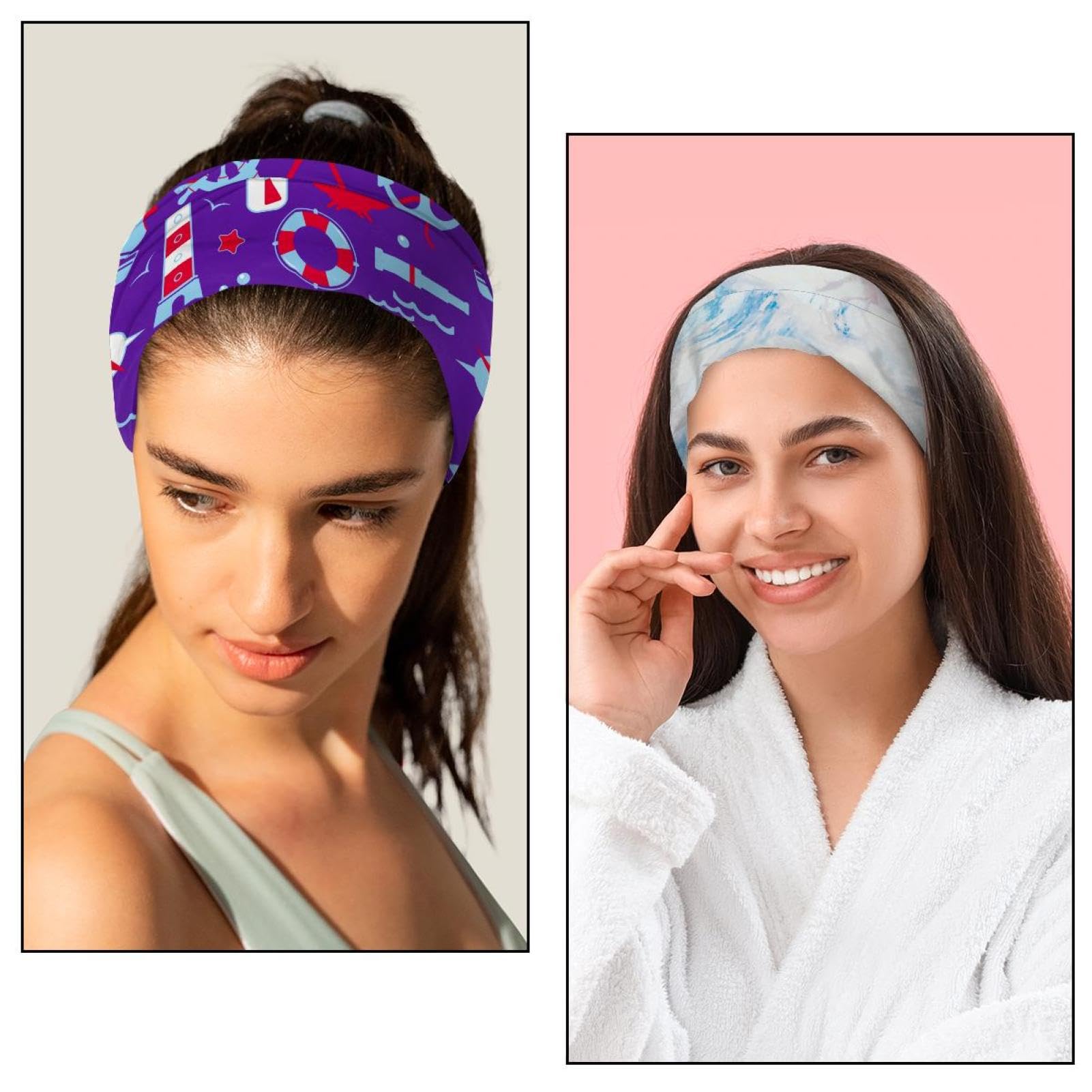 Lot de 6 bandeaux larges en forme de baleine pour femme, turban doux, antidérapant, élastique pour la sueur, le yoga, l'entraînement, le yoga
