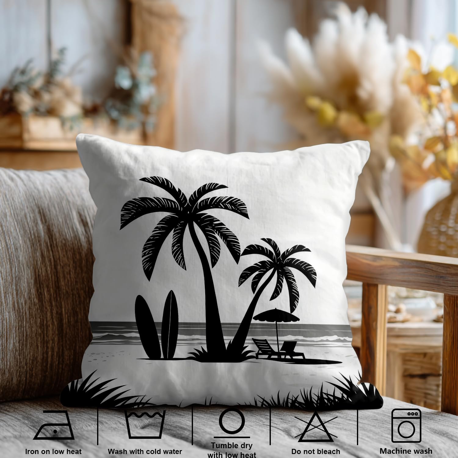 Amazon.com: Shrahala Palm White Decorative Pillow Covers, Palm