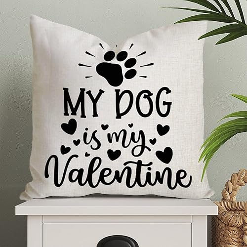 My Dog is My Valentine - Funda de almohada romántica para el día de San Valentín boda compromiso aniversario decoración del hogar sofá sala de estar