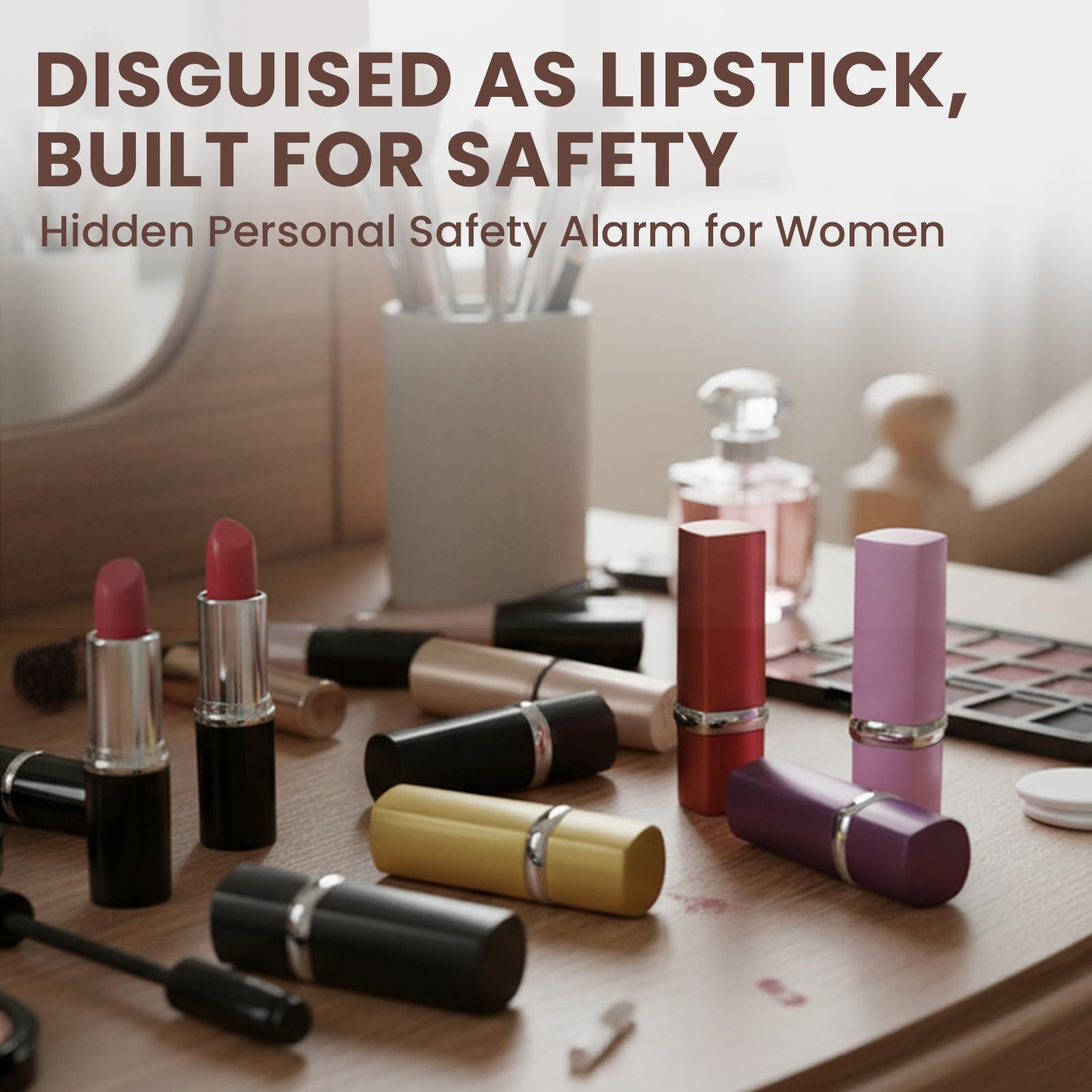 Lot de 5 alarmes personnelles pour femme, alarme de sécurité puissante de 120 dB, alarme d'autodéfense discrète en forme de rouge à lèvres, alarme d'urgence facile à tirer, mini appareil de