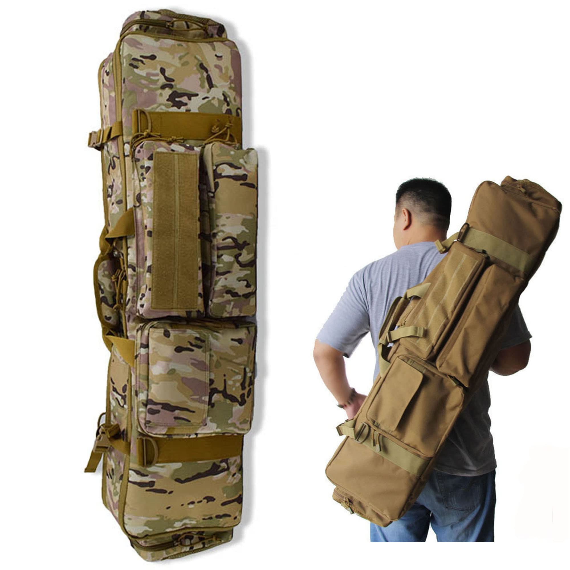 2 Gun Rifle Backpack Rifle Range Bag 46 Inch Double Rifle Case Backpack - Tactical Soft ...