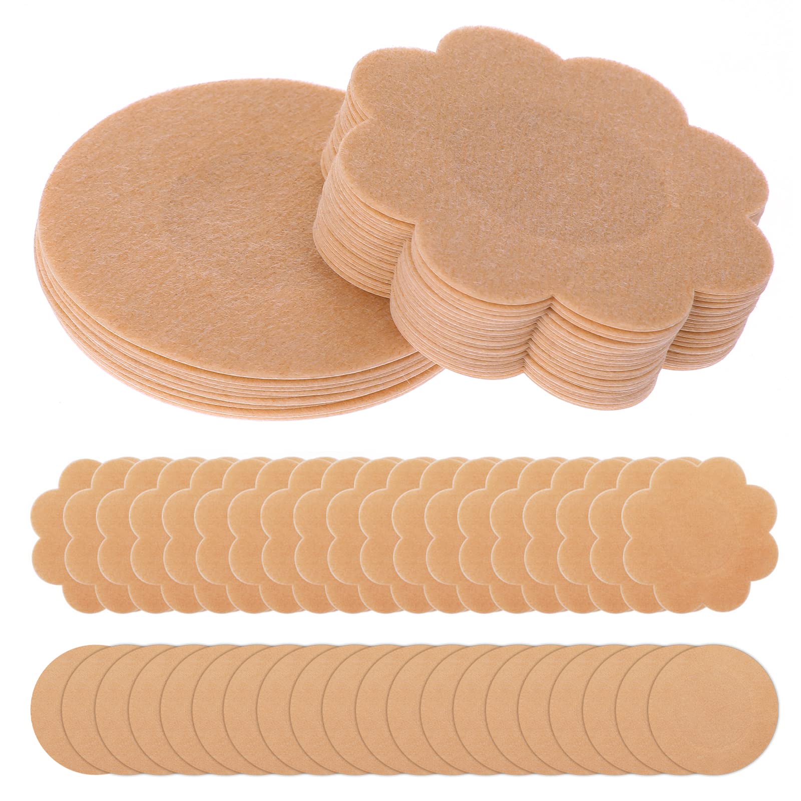 WLLHYF40 Pieces Nipple Covers Disposable Breast Pasties Plum Shaped Round Self-adhesive Natural Invisible Nipple Stickers Petals Breast Covers for Women Beige