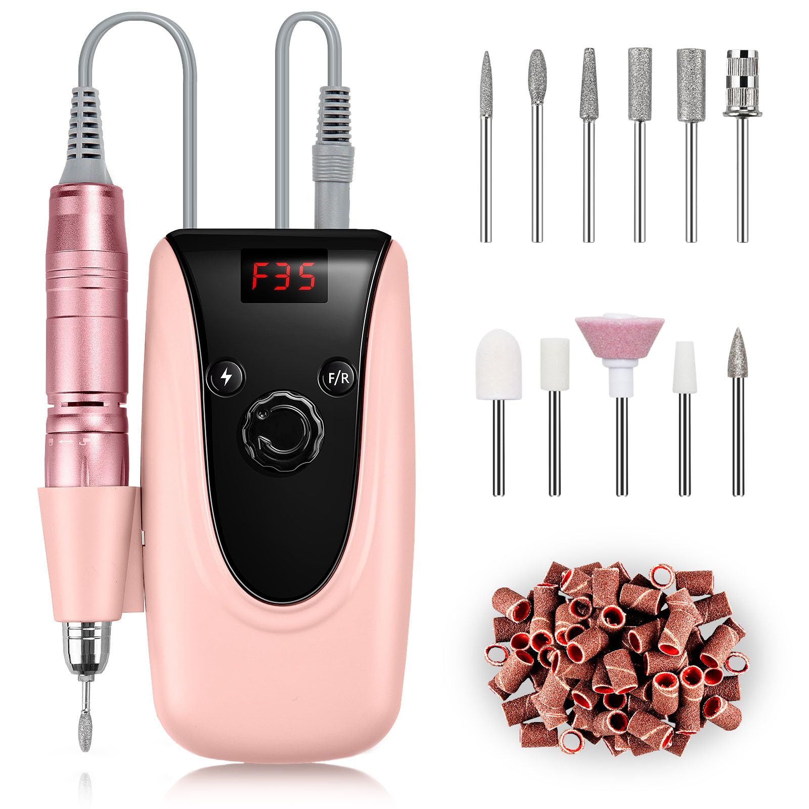 Madenia Torno para Uñas recargable 35000 rpm Profesional lima de uñas eléctrica para uñas de gel acrílico manicura eléctrica pedicura pulido con 6 brocas de uñas