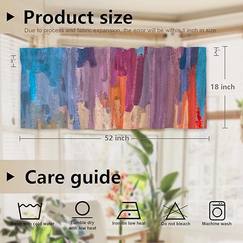 Miniatura 5 de Cenefas de cocina con diseño de arco iris para ventanas, pintura al óleo hecha a mano, arte abstracto colorido, moderno, decoración opaca para