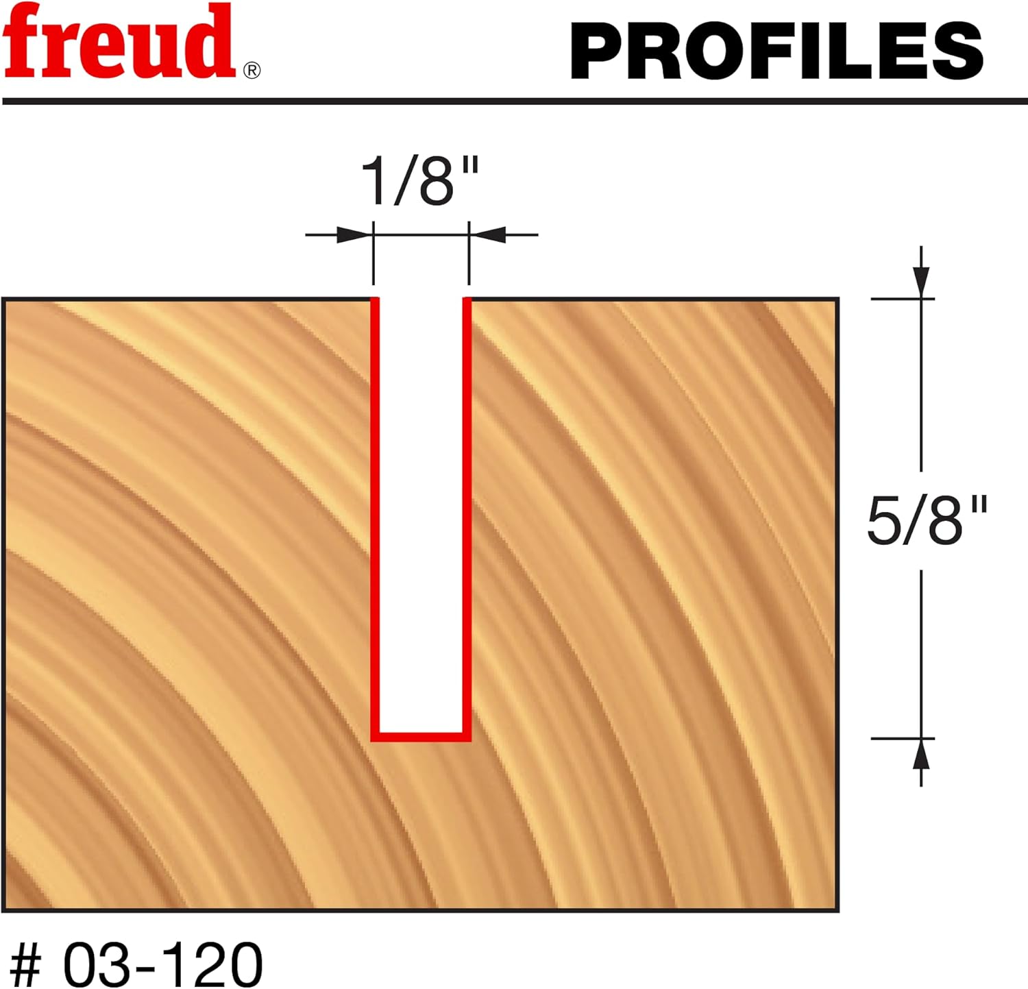 Freud 03-120 1/8" x 5/8" Single Flute Straight Router Bit, 1/4-inch Shank