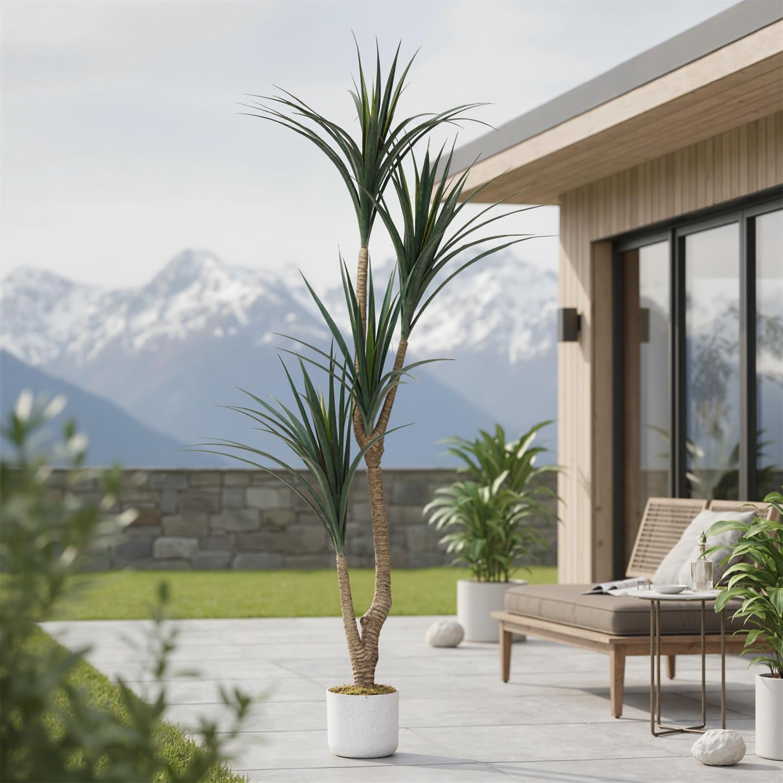 GarveeHome Albero di drago artificiale, altezza 165 cm, grande, artificiale Dracaena Marginata, con vaso, piante artificiali tropicali, per casa, ufficio, interni ed esterni, regalo di inaugurazione