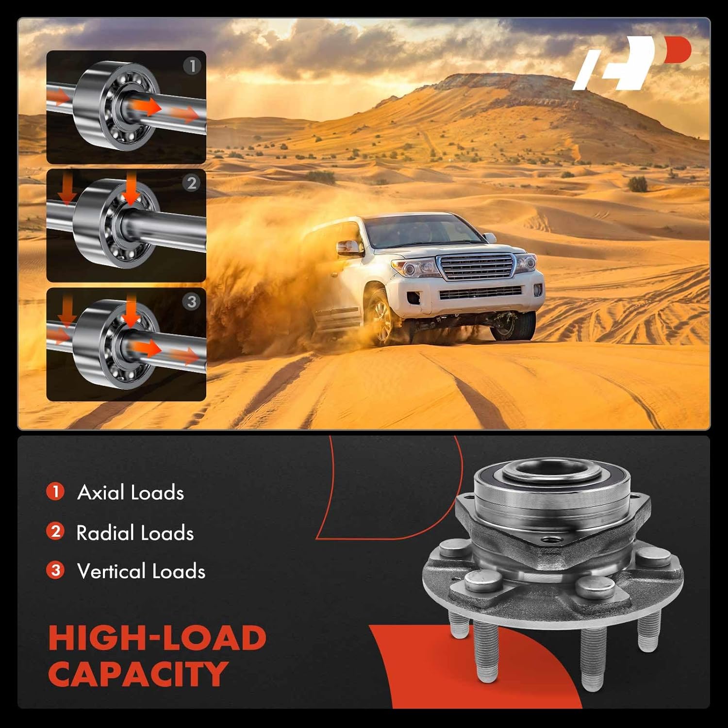 A-Premium Wheel Bearing and Hub Assembly with 6-Lug Compatible with Chevrolet Traverse 18-22 & GMC Acadia 17-22 & Buick Enclave 18-22 & Cadillac XT5 17-22, XT6 20-22