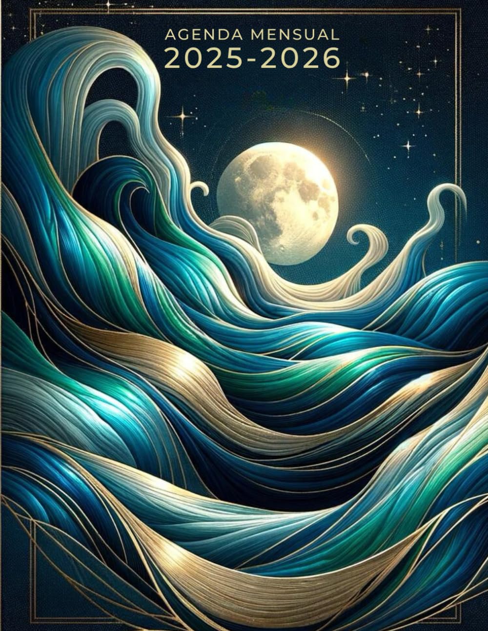 Agenda de la Luna 2025-2026: 2 Años Organizador Mensual con Calendario, Registro de Contraseñas, Fechas Importantes, Citas, Notas y Mucho Más.