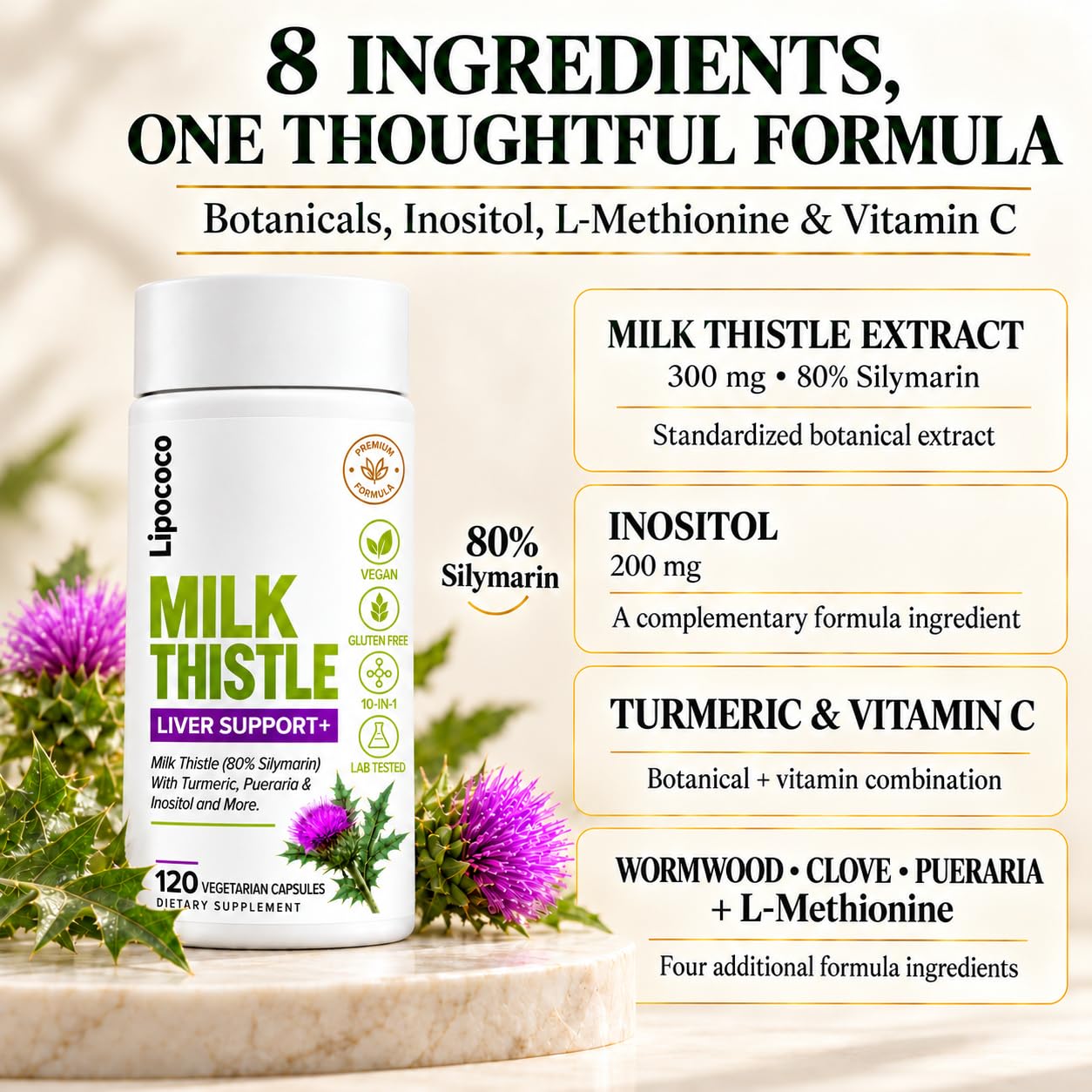 10-IN-1 Milk Thistle Liver Support Supplement, 120 Capsules — Amazon image 6