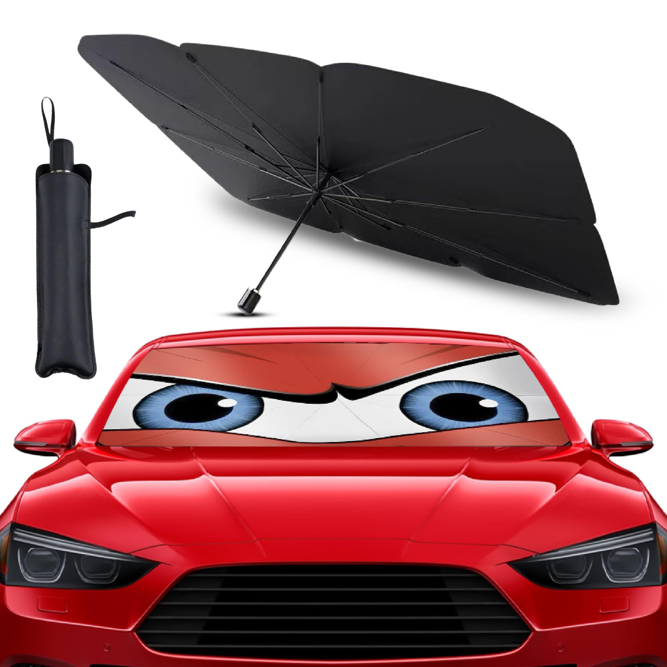 Parasole Auto Protezione Solare Anteriore per SUV, Parasole per Auto Ombrello Parasol Macchina 140x80cm Resistente ai Raggi UV Ombrello per auto con Rivestimento in Titani