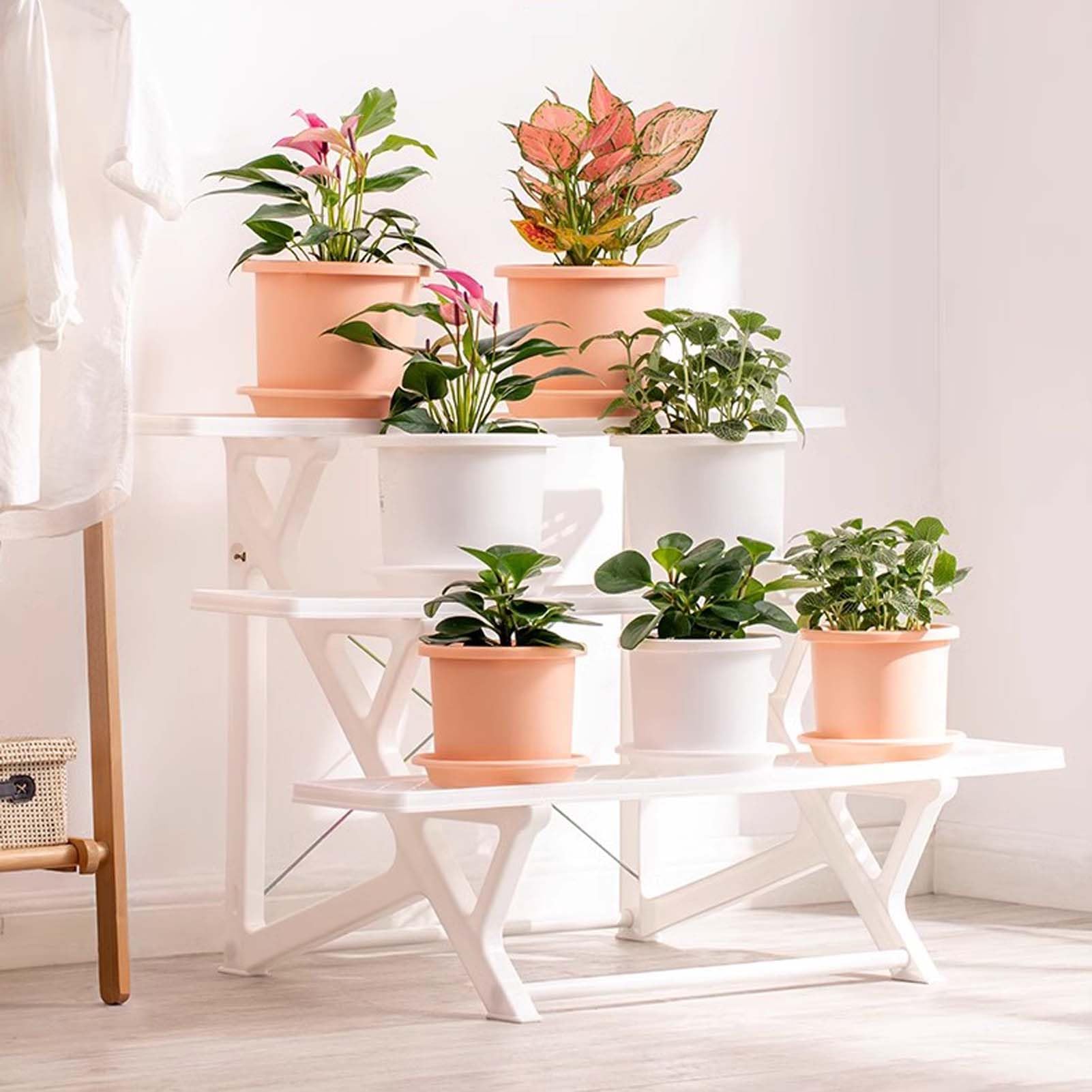 Échelle polyvalente résistante aux intempéries pour plantes - Étagère en plastique pour balcon et salon - Pour intérieur et extérieur