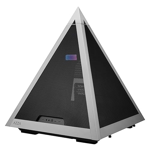 AZZA Pyramid Mesh PC Case - ATX Pyramid Enclosure with Mesh Panels & Anodized Aluminum Frame, E-ATX MB & 360mm Radiator Support, 120mm ARGB Apex Fan - PCI-e 4.0 x16 Riser Cable & GPU Holder