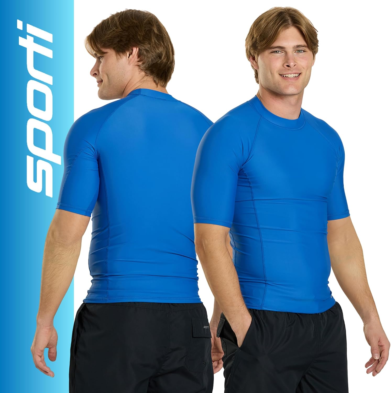 Sporti Men's S/S UPF 50+ Swim Shirt - Rashguard for Men - Comfortable Men's Rash Guard Shirts