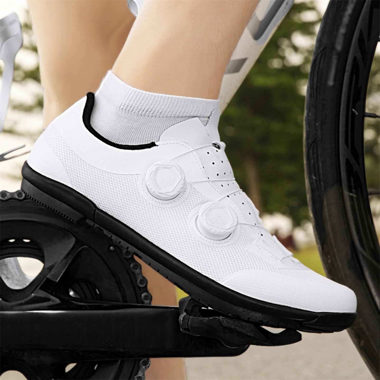 JiuQing Zapatillas Ciclismo Unisex Sin Bloqueo Zapatos Bici Pedales Planos
