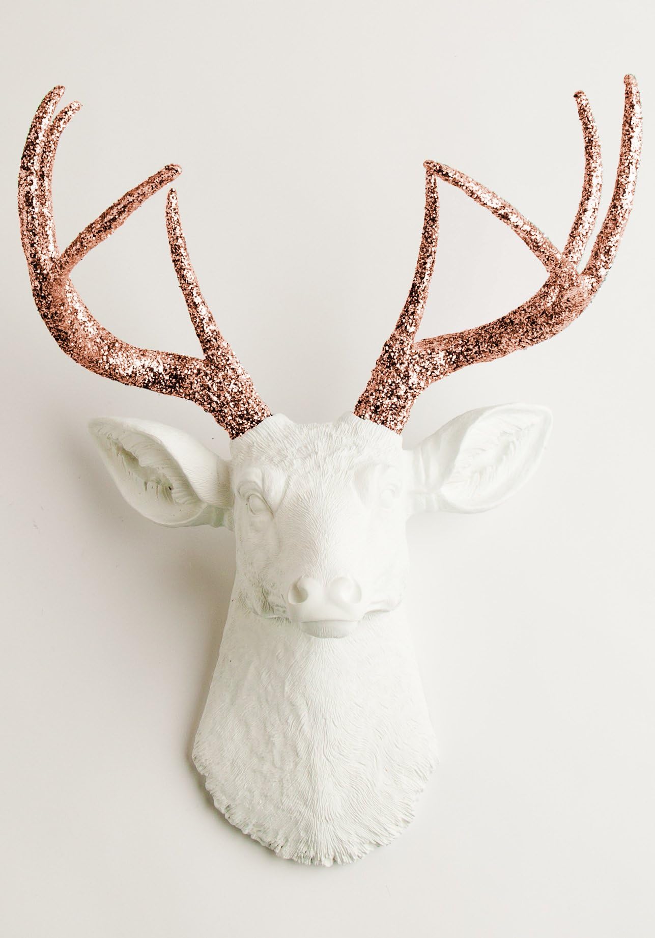 White Faux Taxidermy The Templeton White Faux Deer Wall Sculpture (White/Copper Glitter)