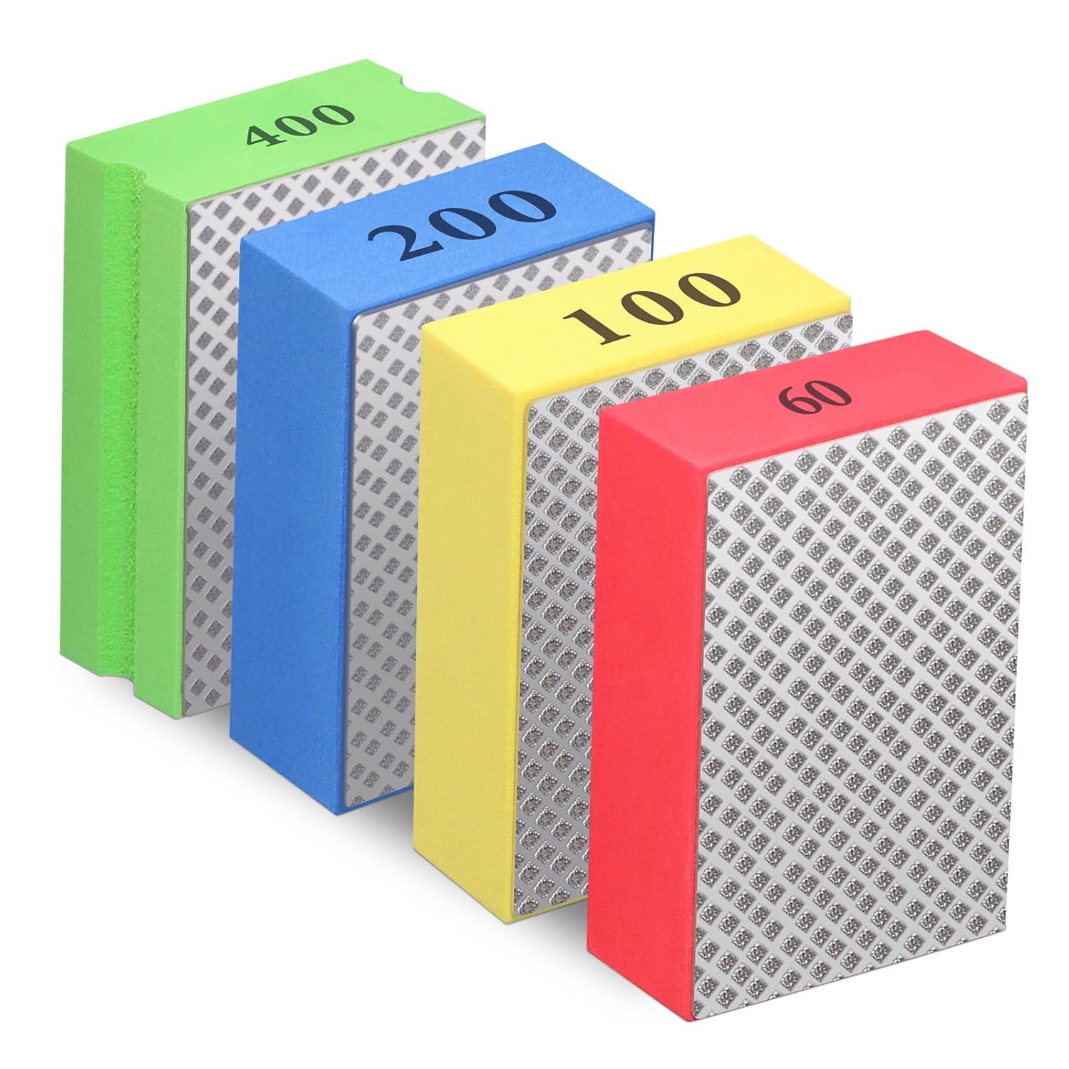Glass Blocks Set of 4 Sanding Dowels 60/100/200/400 Abrasive Sponge Kit for Polishing Diamond Polishing Ceramic Porcelain Polishing Marble Pad Manual Polishing Granite Sanding Blocks-image-28