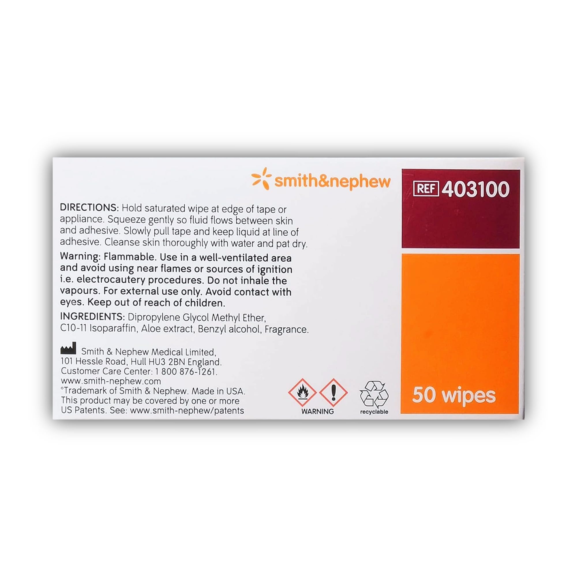 Smith & Nephew Remove - Salviette universali per la rimozione della colla, 6 x 6 cm, 50 pezzi