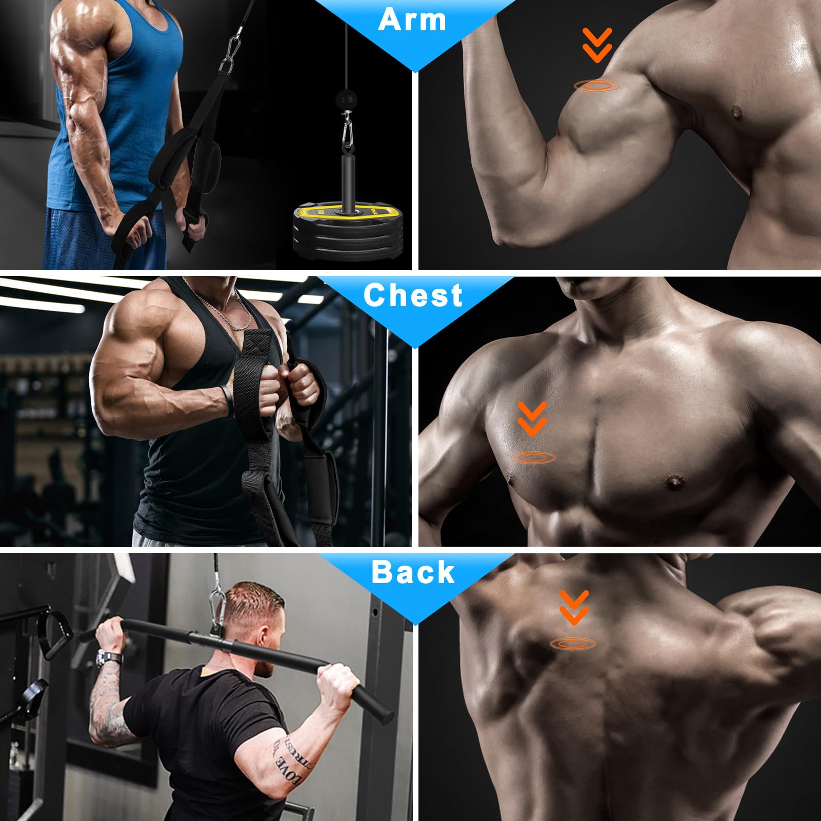 Poleas Gimnasio para Casa, Sistema de Polea Cable Máquina de Musculacion Accesorio de Entrenamiento para Máquinas de Brazo