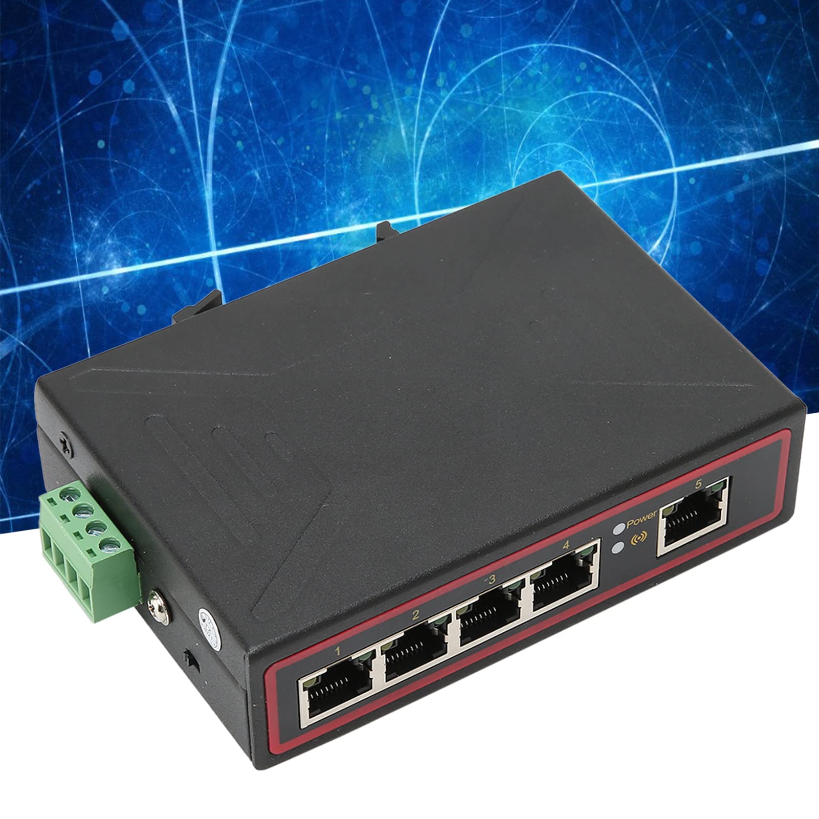 Switch Ethernet sur Rail DIN 5 Ports de Haute qualité avec Conception de qualité Industrielle, Alimentation Redondante - Idéal pour Les Environnements Difficiles - Montage sur Rail DIN
