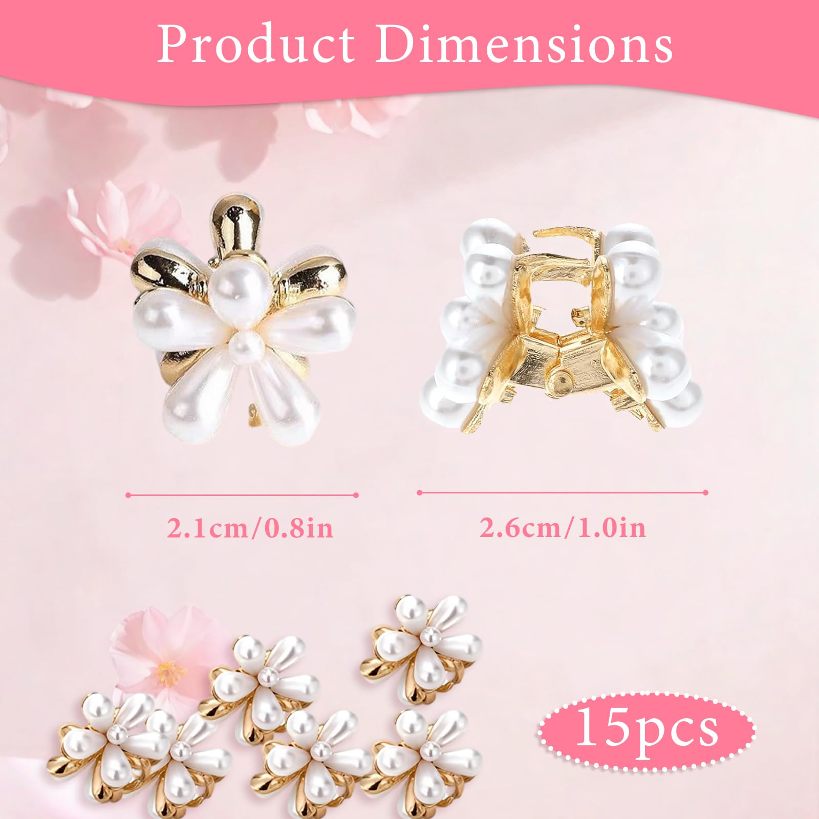 Pearl Hair Clip-Homiladi 15PCS White Pearl Hair Clips for Girls with Floral Design Vintage-Inspired Flower Girl Hair Accessories for Women Wedding Bridal Prom - Image 2