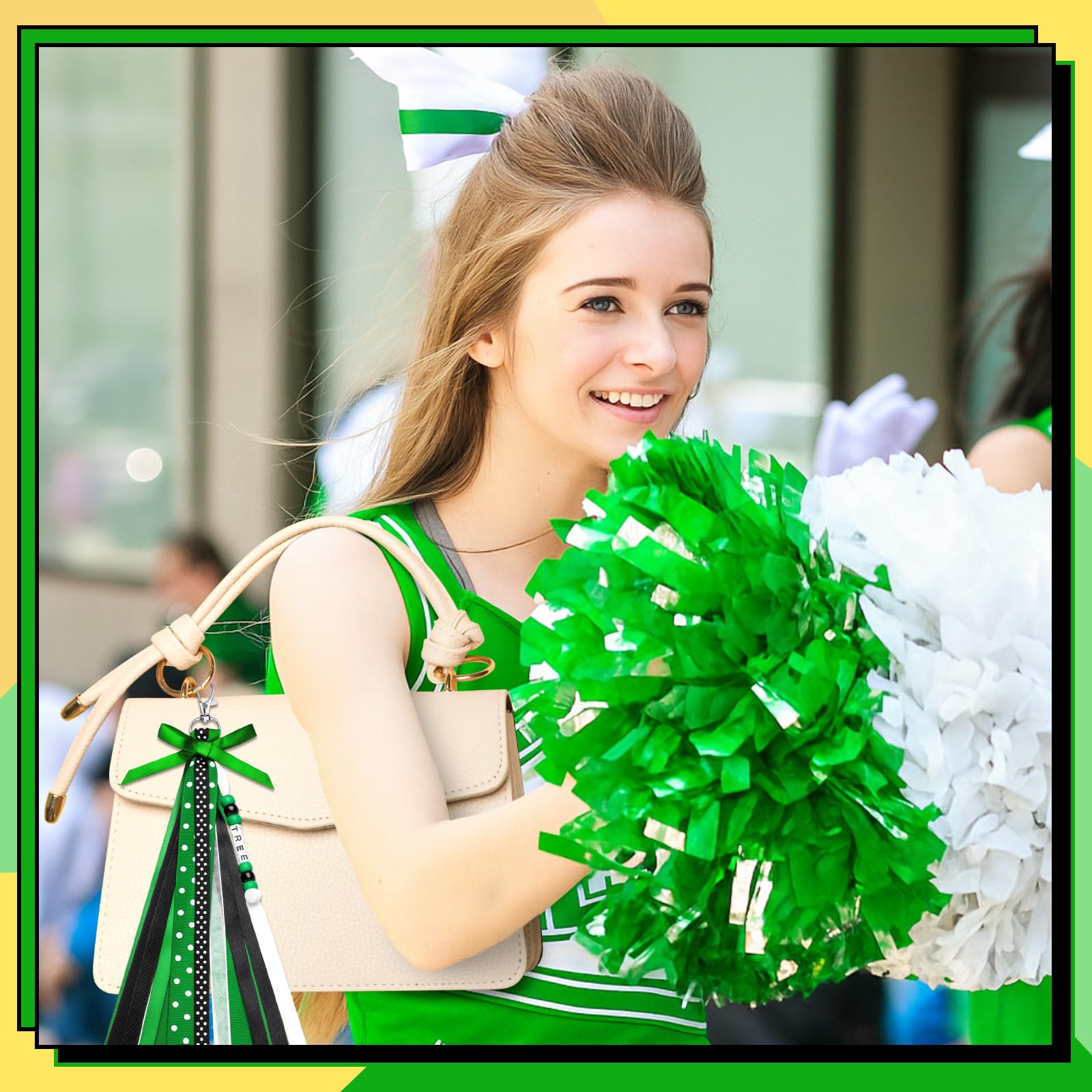 Nosiny 12 portachiavi Cheer Cheerleader regali per squadra personalizzati fai da te perline nastro portachiavi kit cheer bag tag per donne