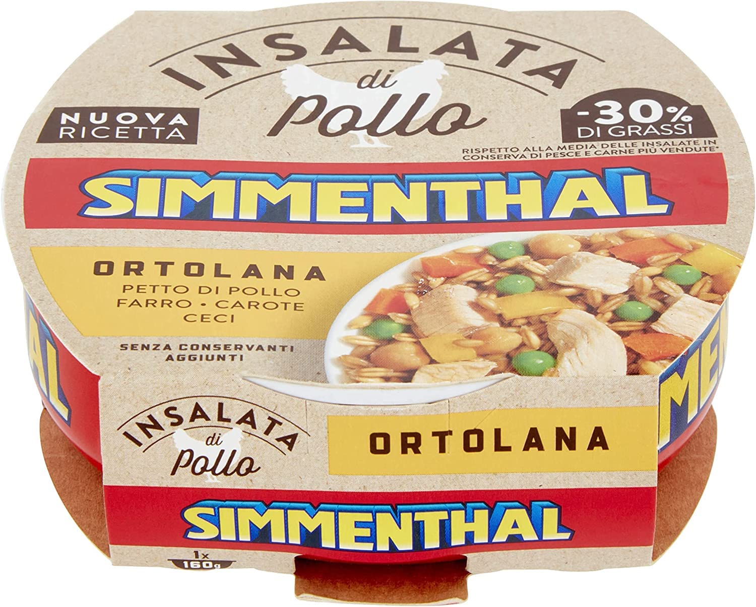 Simmenthal Insalata Di Pollo Ortolana Ensalada de pollo con espelta, zanahorias y garbanzos, plato preparado, sin conservantes, 160 g