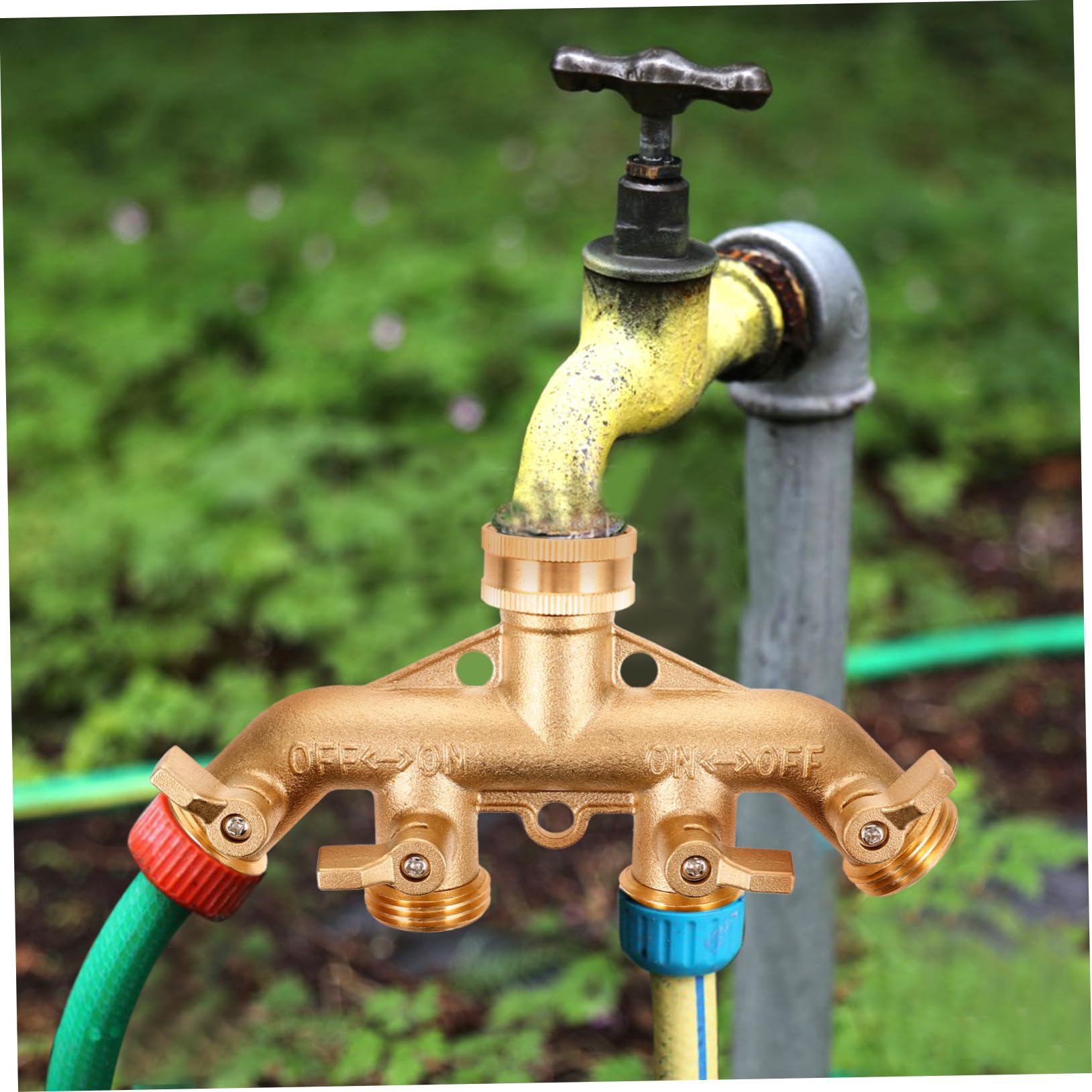 LALAFINA Divisor de Manguera de Vías Adaptador de Conector de Tubería de Jardín Latón para Conexión de Agua Accesorios de Conexión Rápida para Manguera de Jardín Uso Jardinería y Riego