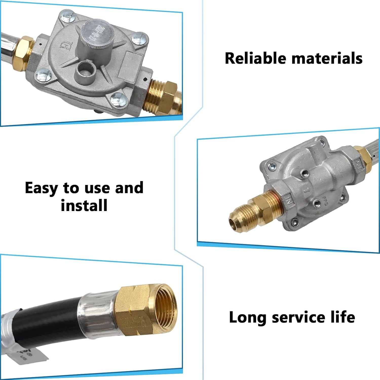 Natural Gas Pressure Regulator, 1/2 PSIG Inlet Pressure & 4" W.C. Outlet Pressure, for Grill, Fire Pit, Stove and More | 1/2" Male Flare x 3/8" Female Flare Adapter Included