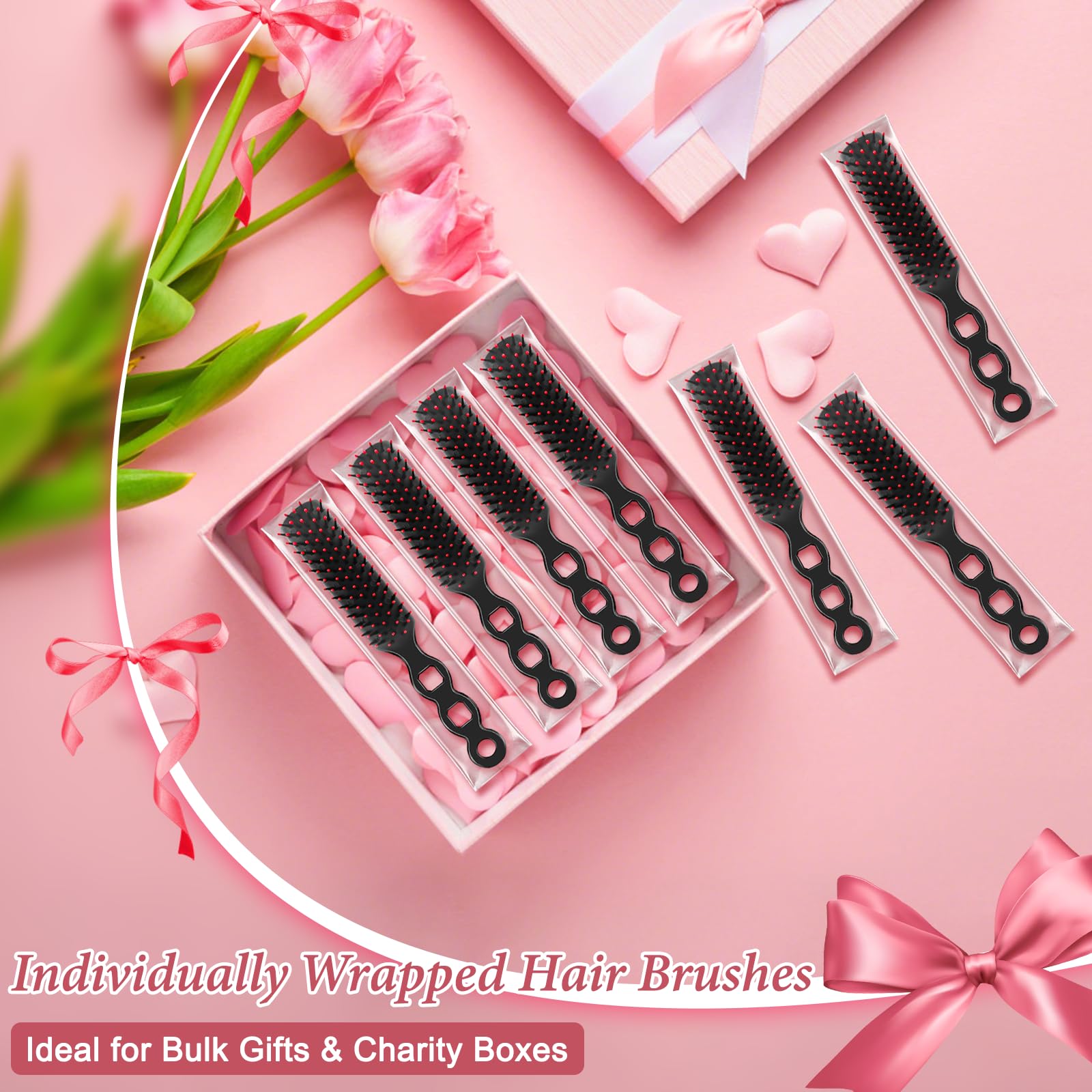 Cepillo para el cabello, 120 unidades, peines de regalo a granel, cepillos de pelo de viaje para mujeres y niñas, peine envuelto individualmente para cabello rizado, suministros de paquete de