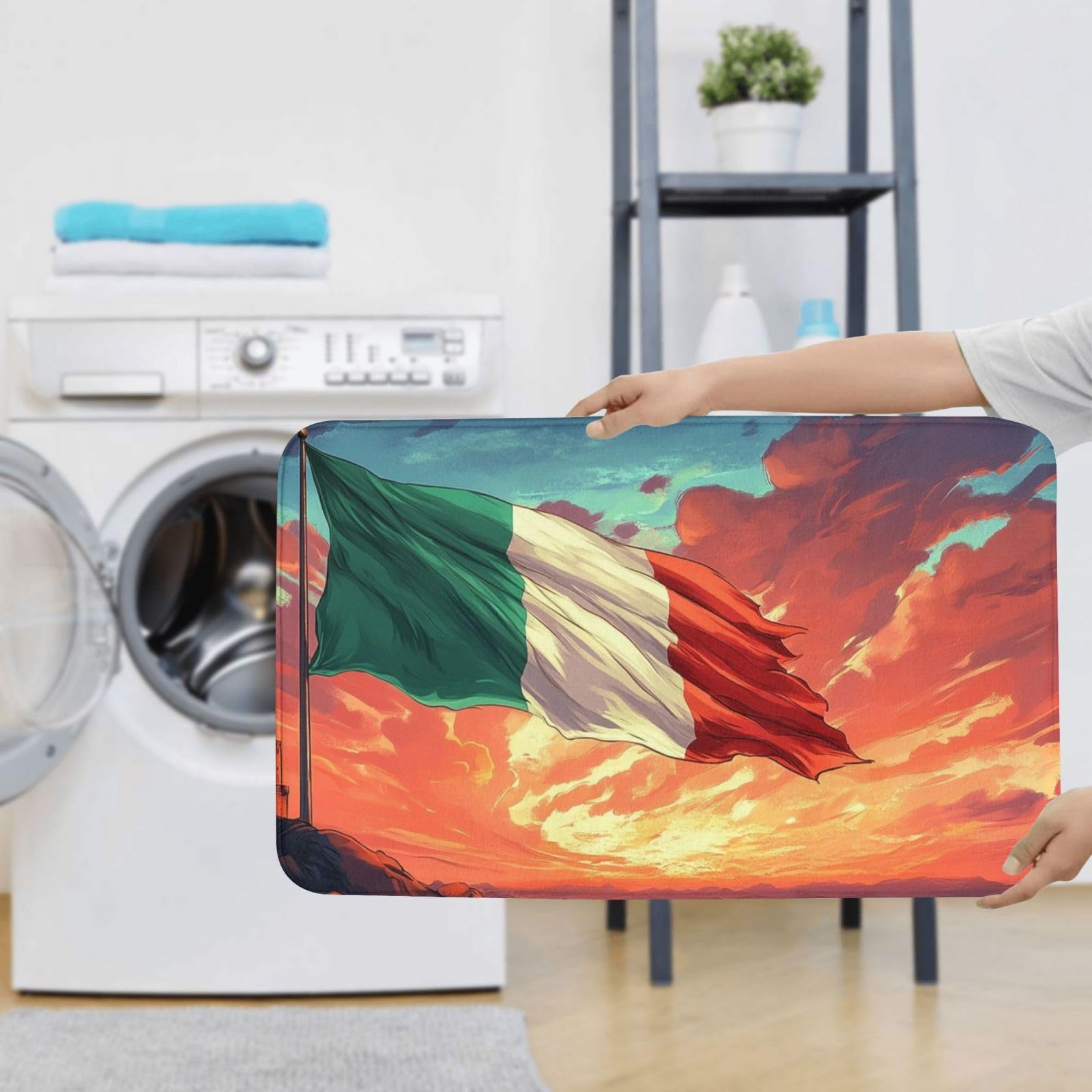 Juego de alfombras de baño de 3 piezas, diseño de puesta de sol, nubes, bandera nacional, tapetes de baño de espuma viscoelástica suave y absorbente y alfombra de inodoro en forma de U, decoración del