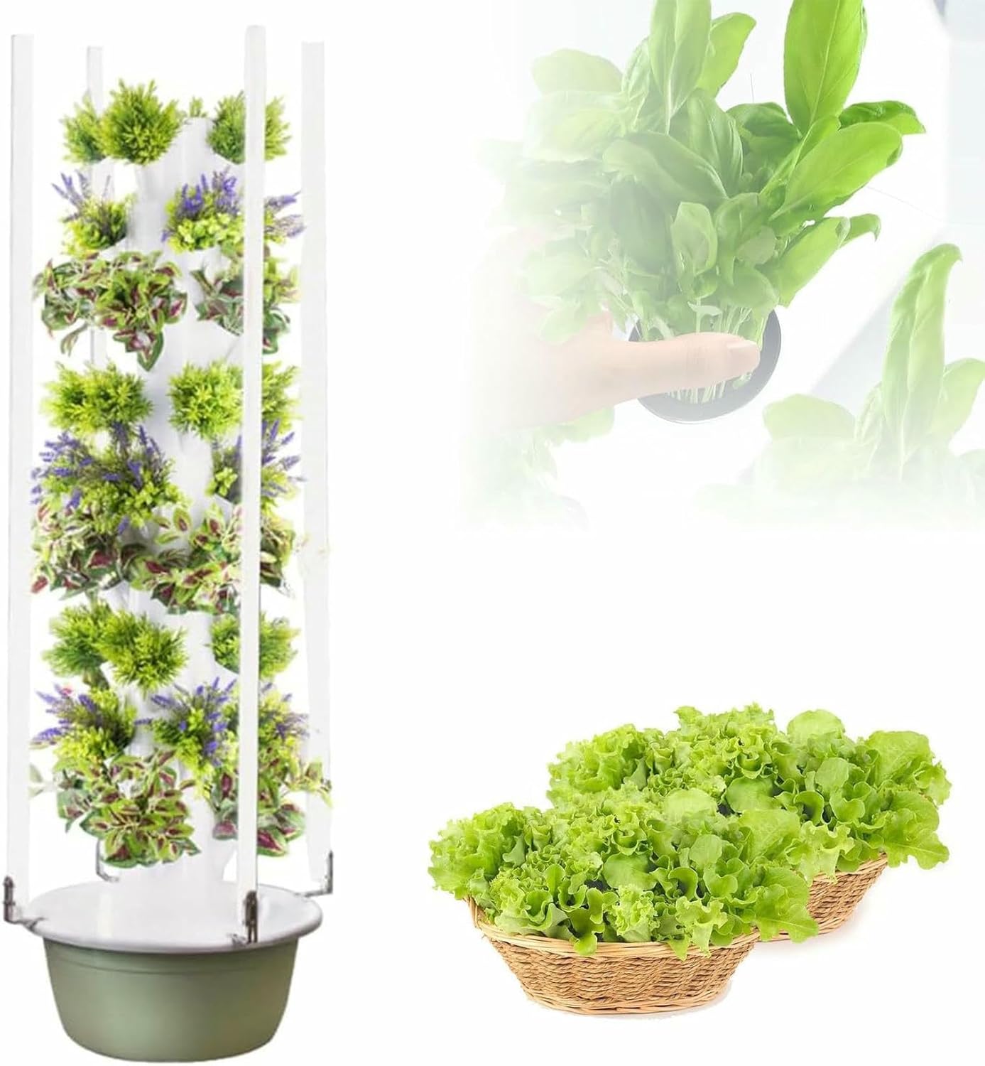 Hydroponics Tower Growing System with Hydrating Pump, 20/28/36 Pods Vertical Garden, Hydroponic Grow Kit, Aquaponics Growing System Kit for Leafy Vegetables and Fruits-*