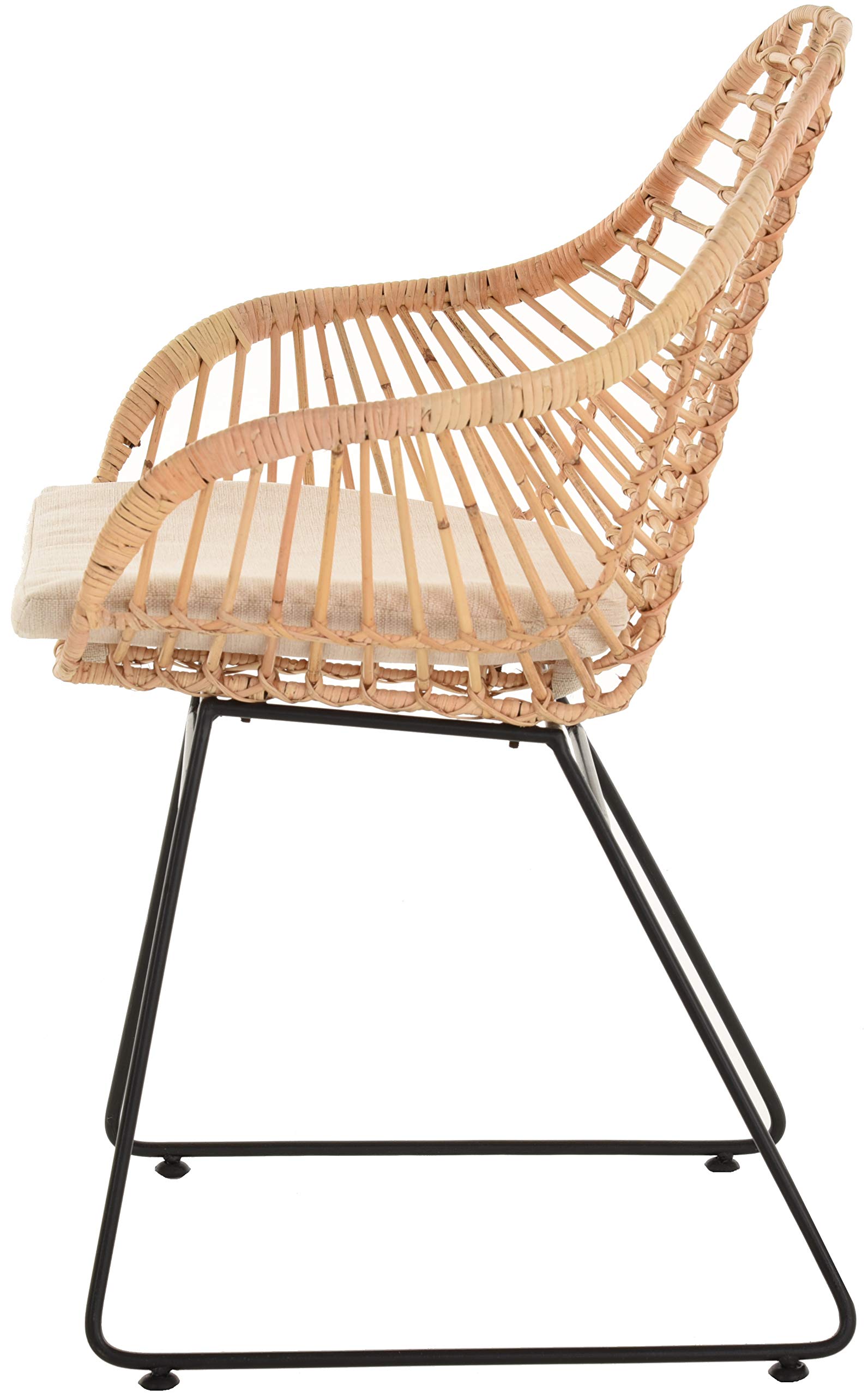 Wiszący fotel w stylu retro, rattanowy fotel klubowy, stelaż z żelaza, z podłokietnikami (naturalny z poduszkami)