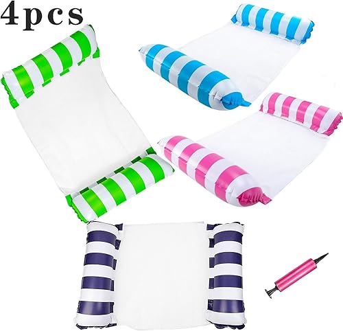 Miniatura 2 de Paquete de 4 flotadores inflables para Piscina, hamaca de agua 4 en 1, flotadores de Piscina Adulto tamaño para Piscina, Fiesta, Verano, lago,