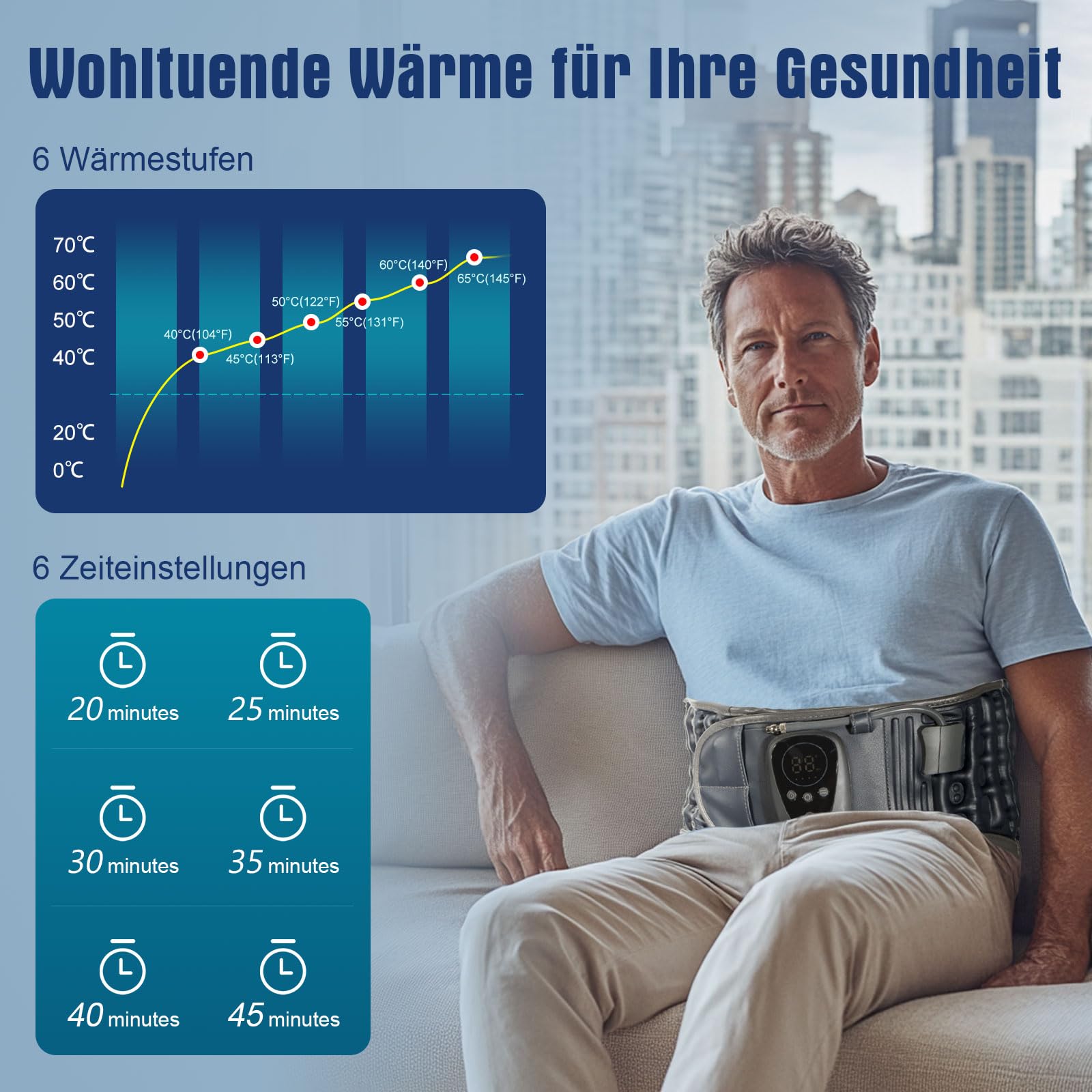 HONGJING Dekompressions-Rückengurt mit Rotlicht gegen Schmerzen im unteren Rückenbereich, kabellose beheizbare Rückenstütze, aufblasbare Lendenwirbelstütze mit elektrischer Pumpe, Taillenumfang 29–49