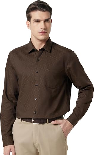 Arrow Men Slim fit Cotton Self-Design Long Sleeves Spread Collar Shirt