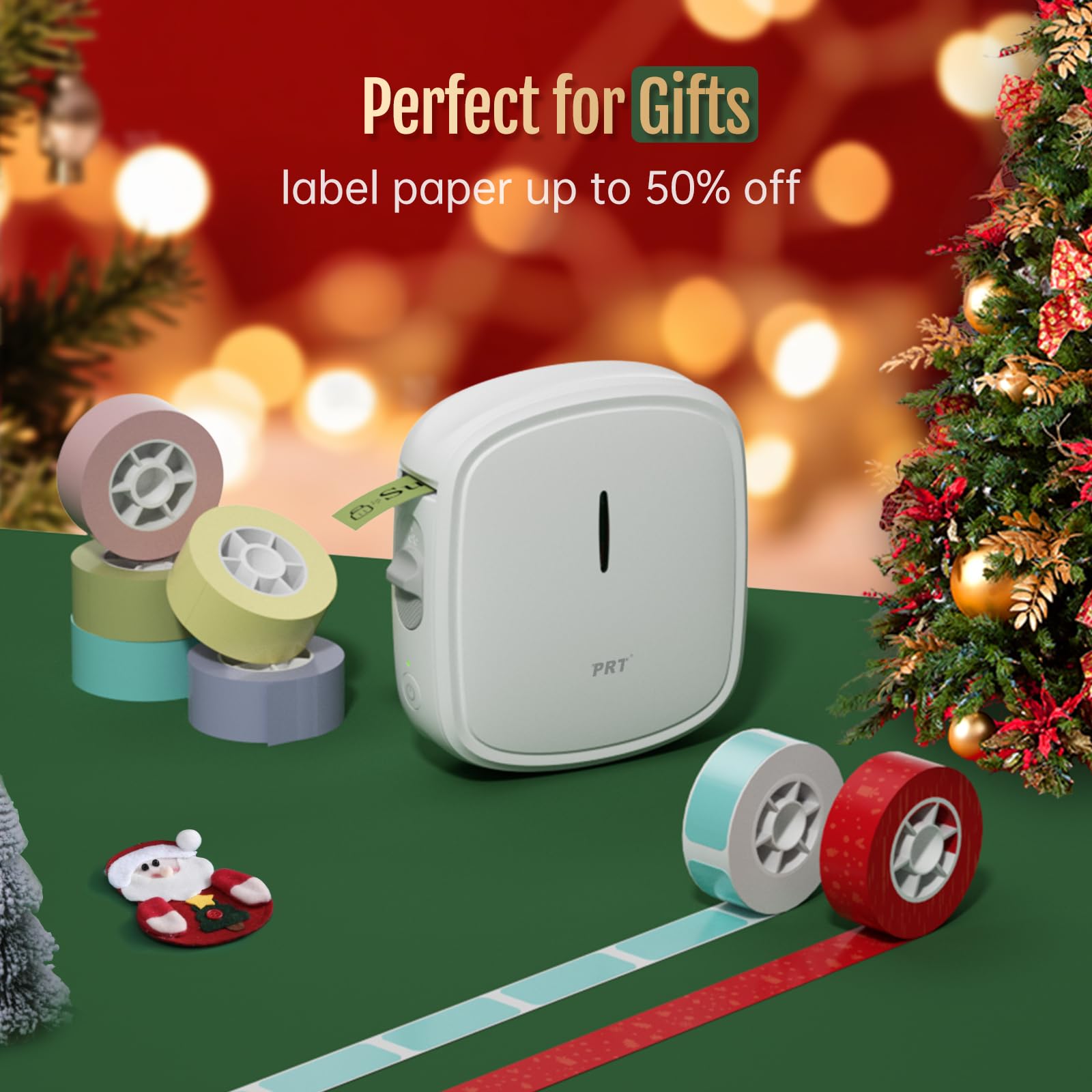 prt QUTIE Bluetooth Beschriftungsgerät Selbstklebend, Tragbarer Mini Etikettiergerät, USB Aufladen Etikettendrucker, labelmaker für Zuhause, Büro, Datum, Name, Kompatibel, iOS & Android，Weiß