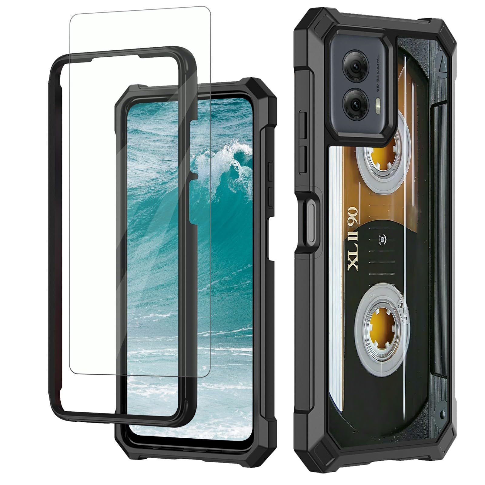 Rossy for Motorola Moto G Stylus 5G 2024 Phone Case with Tempered Glass Screen Protector Heavy Duty Shockproof Dual Layer Soft TPU Hard PC Protective