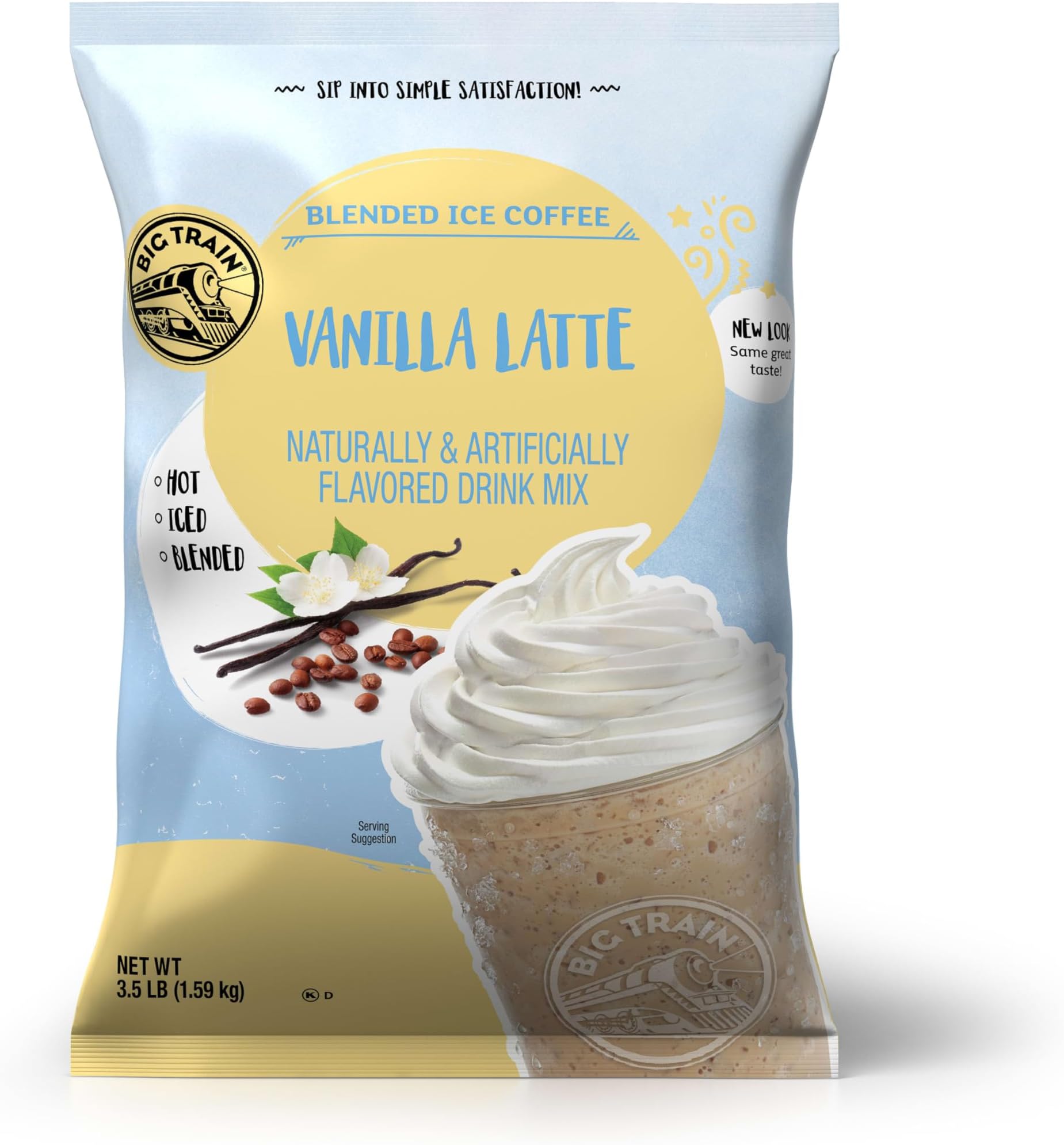 Blended Ice Coffee, Vanilla Latte, 3.5 Pound, Powdered Instant Coffee Drink Mix, Serve Hot or Cold, Makes Blended Frappe Drinks