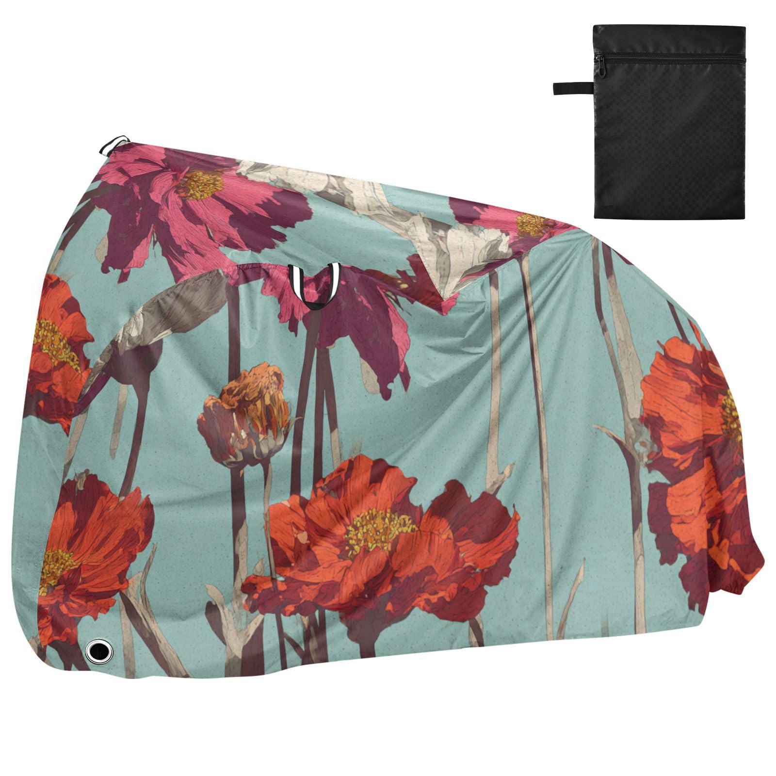 Housse de vélo d'extérieur imperméable avec trous de verrouillage pour intérieur et extérieur - Motif fleurs colorées - Convient à la plupart des vélos para bicicletas