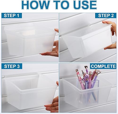 Miniatura 4 de Mifoci 12 contenedores de almacenamiento para PVC Slatwall de plástico con calcomanías, bolígrafos, accesorios para organizar hardware, herramientas