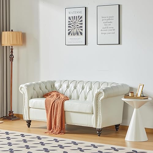 Miniatura 3 de LEVNARY Sofá de Cuero, Sofá Chesterfield Tapizado Capitoné de 2 Plazas, Sofá Biplaza Moderno, Muebles Clásicos para Sala de Estar y Dormitorio