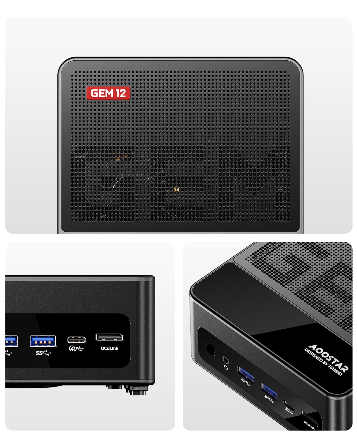 AOOSTAR GEM12 Max 8745HS Mini PC, Ryzen 7 8745HS Gaming PC, 24 GB DDR5 RAM 1 TB SSD PCIe 4.0, mini komputer stacjonarny z USB4, 4K HDMI2.1, DP1.4, WiFi6, BT5.2, Dual 2,5G LAN do szkoły/domu/biura