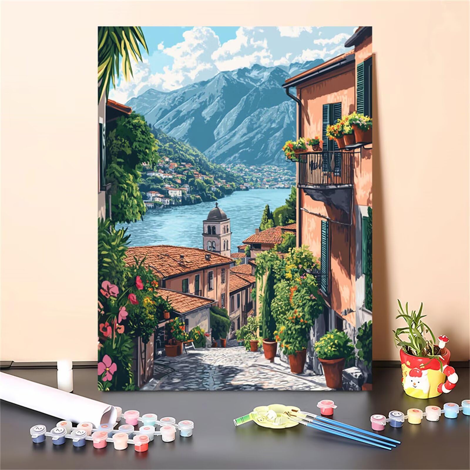 Malen Nach Zahlen Landschaft,Berg Malen Nach Zahlen Kinder Anfänger,Malen-Nach-Zahlen ab 7 8 9 Jahre Mädchen Geschenke,DIY Ölgemälde Set Pinseln Acrylpigment Leinwan,Wanddeko Wohnzimme 80x100cm M-217