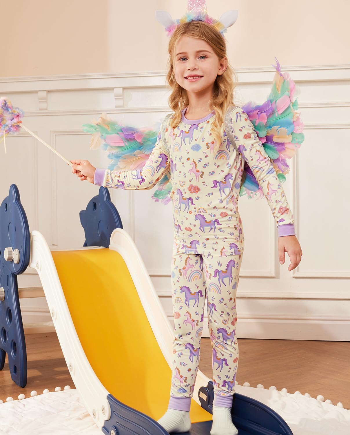 Bamboo Viscose Toddler Girls Kids Pajamas Unicorn Mermaid Pjs Long Sleeve Snug fit 12M-8Y 2pcs Soft Jammies - Image 8