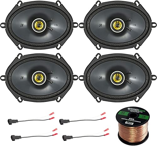 Kicker 40CS684 - Juego de 4 altavoces estéreo coaxiales de 2 vías para automóvil de 6 x 8 pulgadas, 450 W, 4 Metra 72-5600 conectores de altavoz