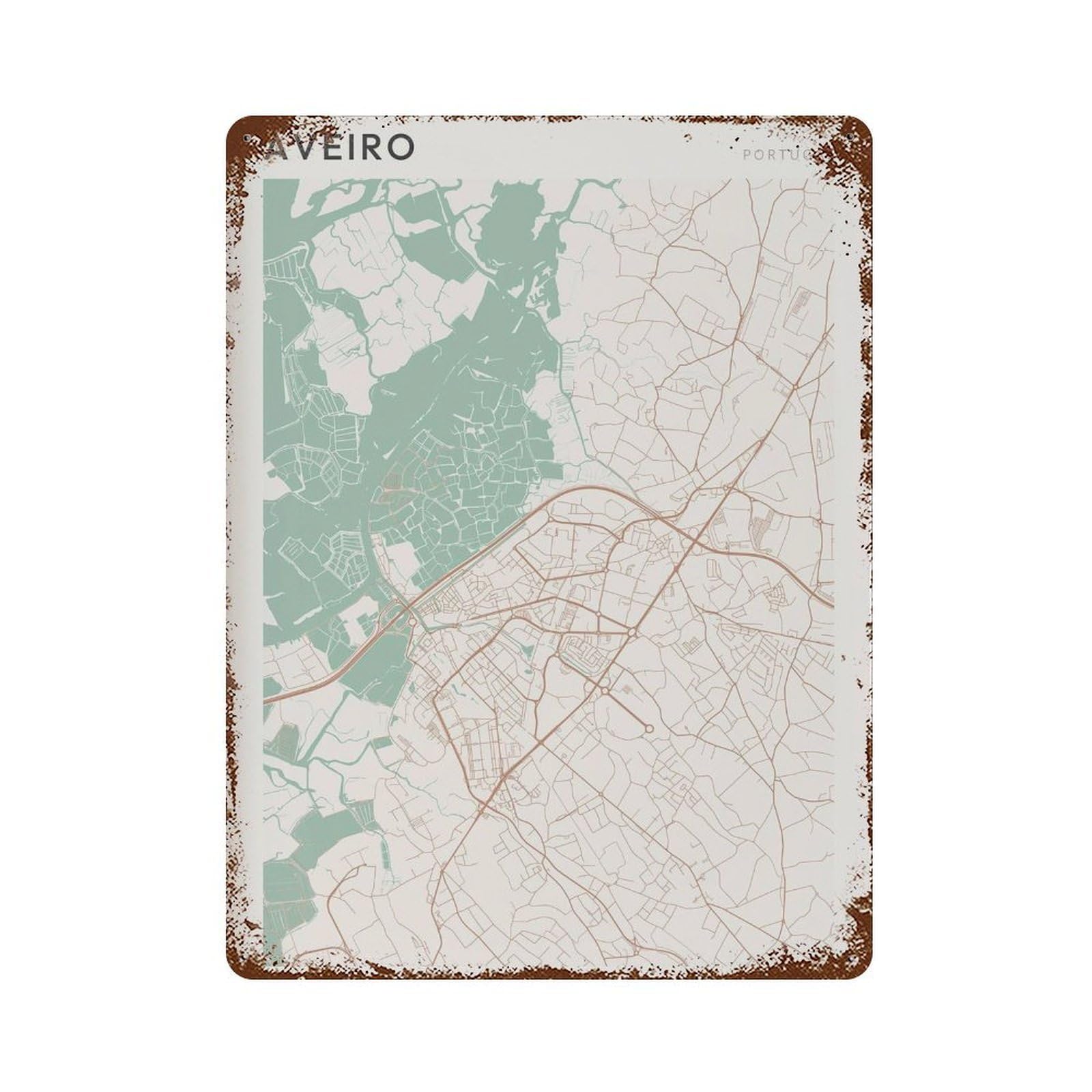 xiaoxiaoshen Aveiro Map Portugal Travel Gift Scandi (2) Wall Decor Art Metal Tin Poster Modern Home Decor Art Home Bar Shop Decorations Vintage Sign 40x30cm