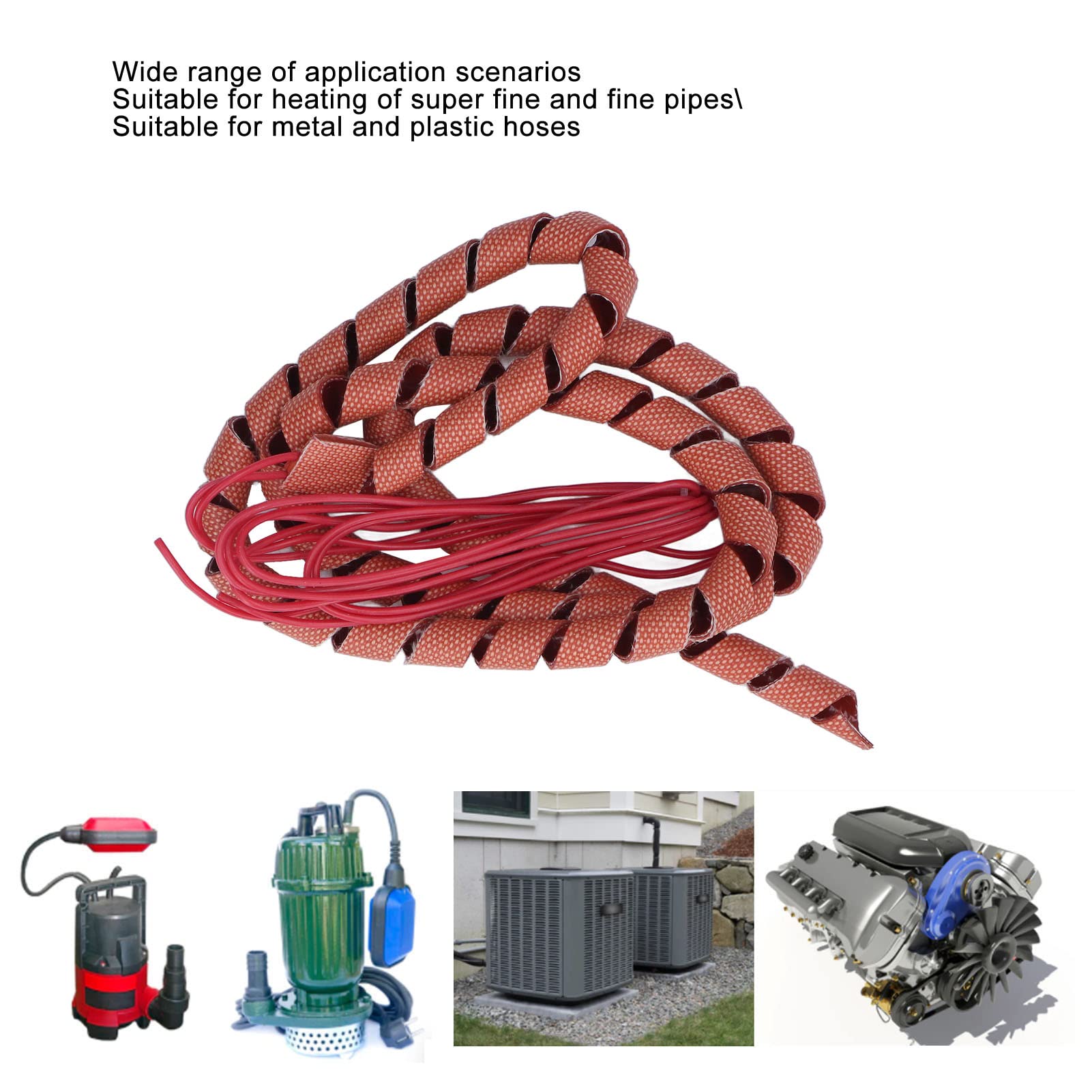 Spiralförmiges Silikon-Heizband, Leicht an Rohre Anzubringen, 220 V, 70 W Heizkabel, Reihen-/Parallelschaltung, Metall-/Kunststoffrohre, Zum Frostschutz (8 mm (0,31 Zoll)